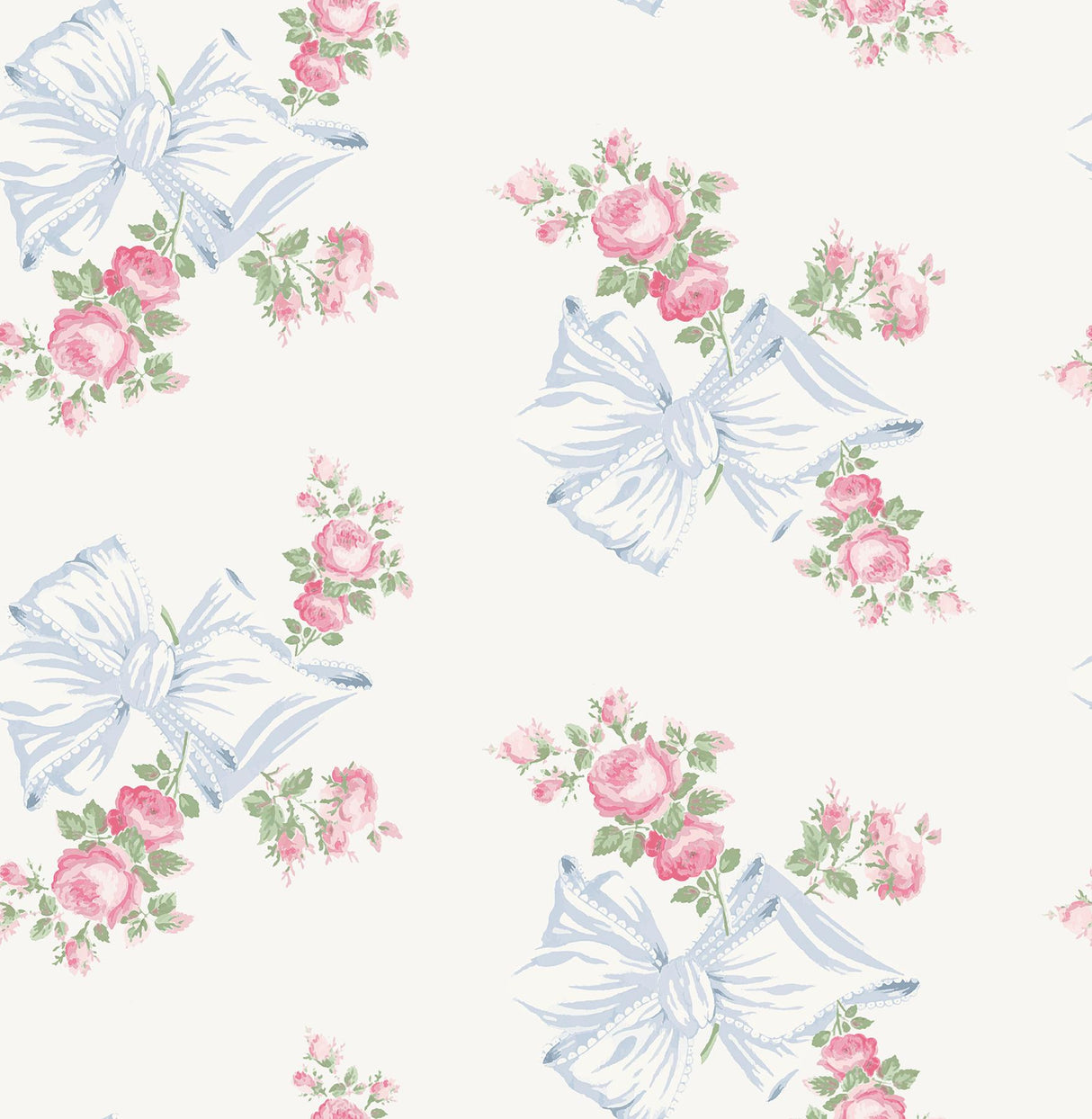 A-Street Prints Rosa Beaux Large Bow Spot Pastel Blue Wallpaper