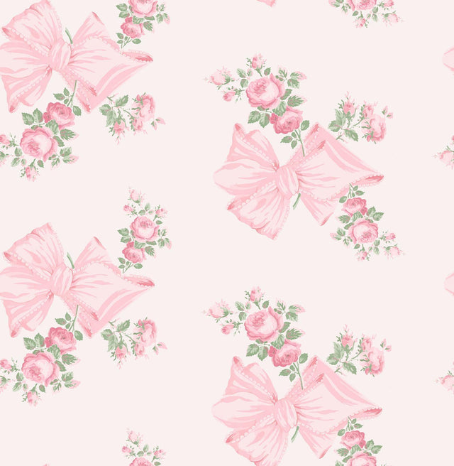 A-Street Prints Rosa Beaux Pink Mint Large Bow Spot Wallpaper