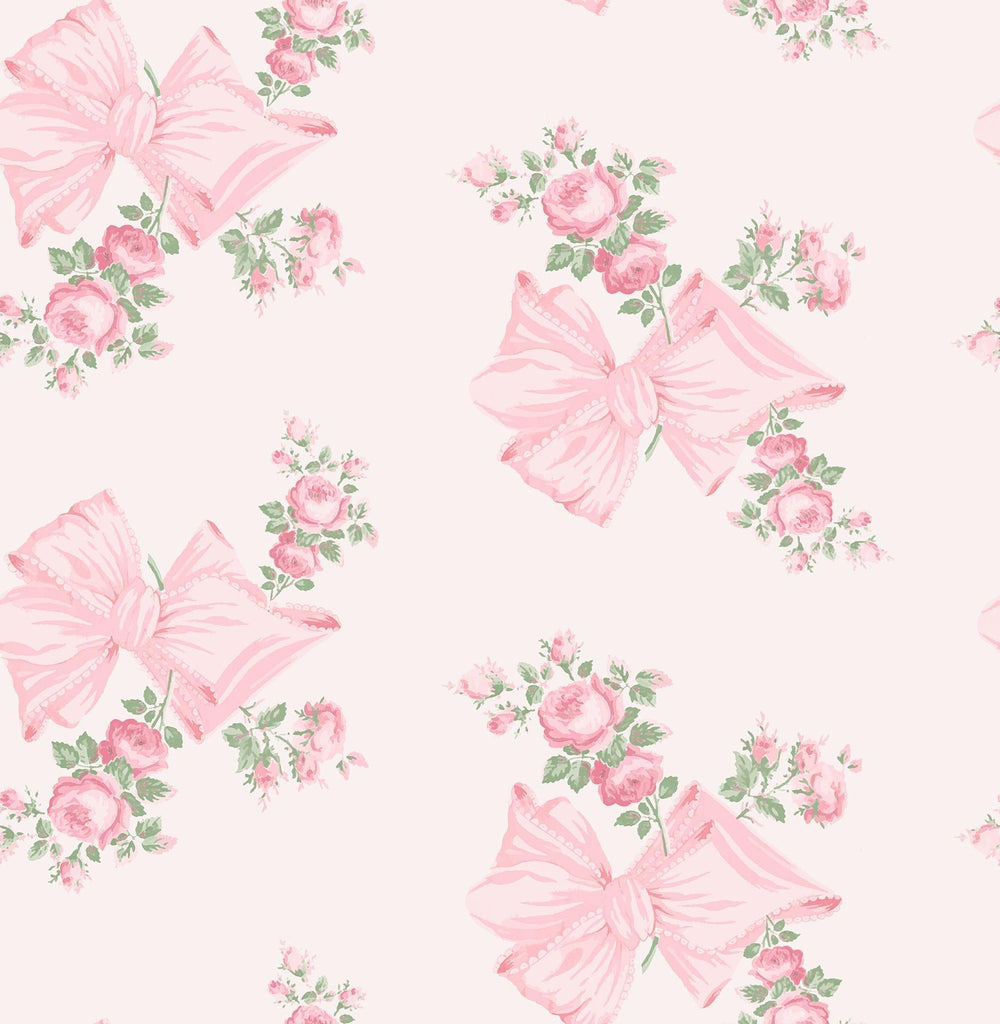 A-Street Prints Rosa Beaux Pink Mint Large Bow Spot Wallpaper