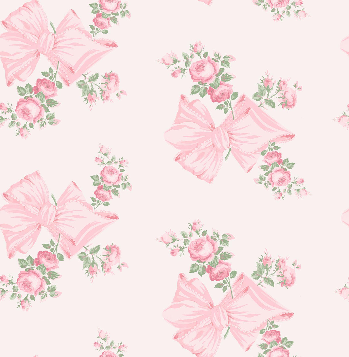 A-Street Prints Rosa Beaux Large Bow Spot Pink Mint Wallpaper