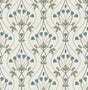A-Street Prints Dard Teal Tulip Ogee Wallpaper