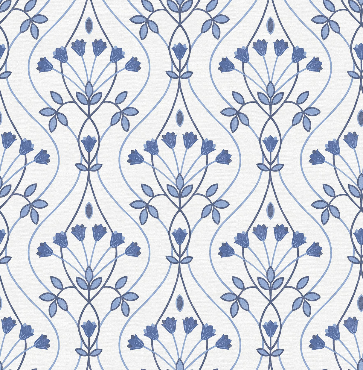 A-Street Prints Dard Tulip Ogee Blue Wallpaper