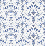 A-Street Prints Dard Tulip Ogee Blue Wallpaper