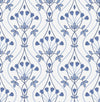 A-Street Prints Dard Blue Tulip Ogee Wallpaper