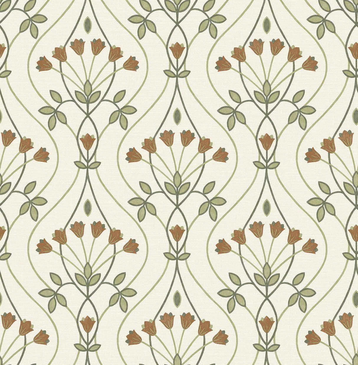 A-Street Prints Dard Green Tulip Ogee Wallpaper
