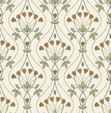 A-Street Prints Dard Green Tulip Ogee Wallpaper