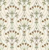 A-Street Prints Dard Tulip Ogee Green Wallpaper
