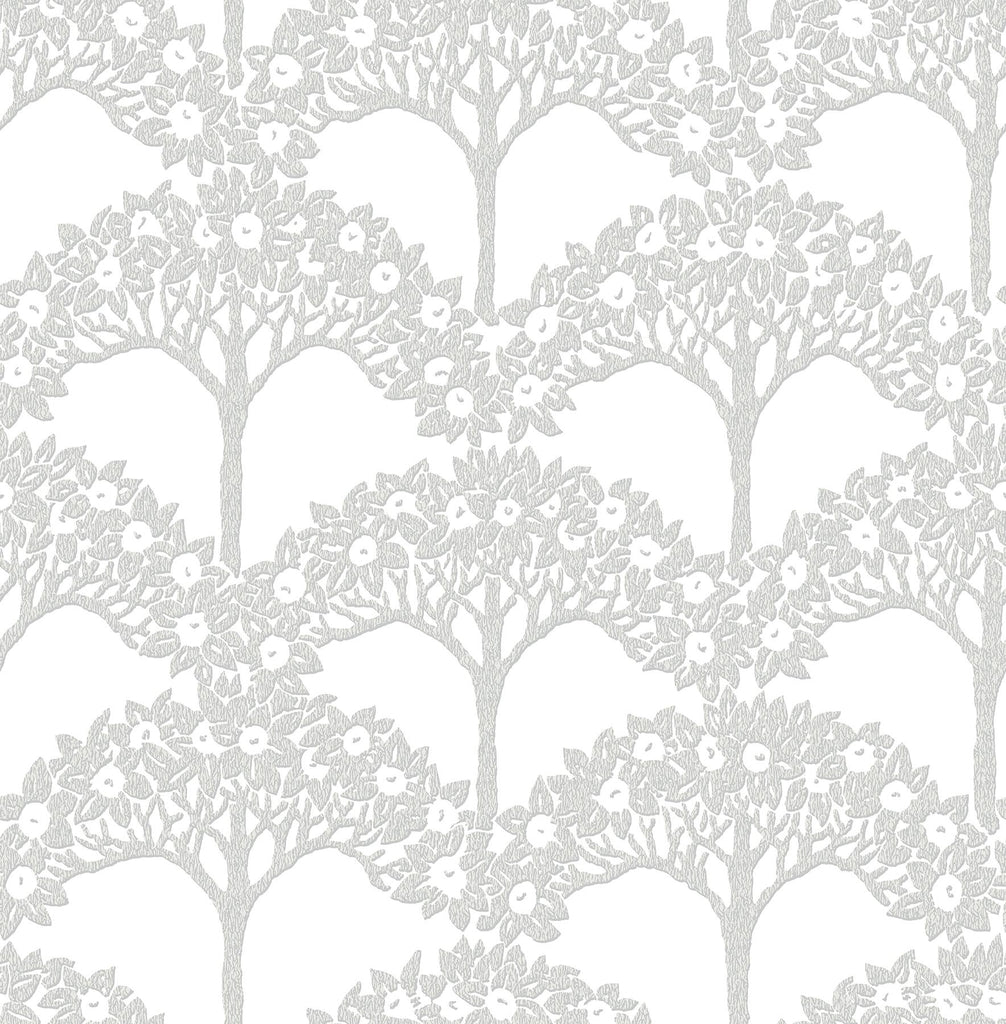A-Street Prints Dawson Magnolia Tree Light Grey Wallpaper