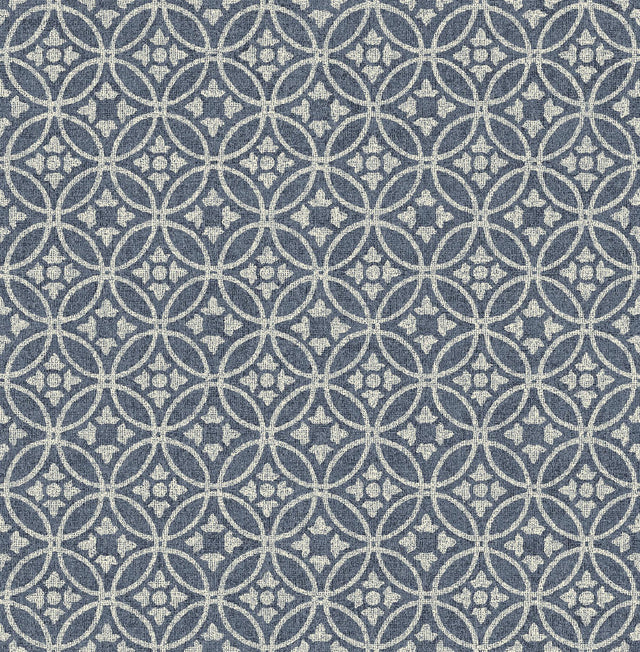 A-Street Prints Larsson Indigo Ogee Wallpaper