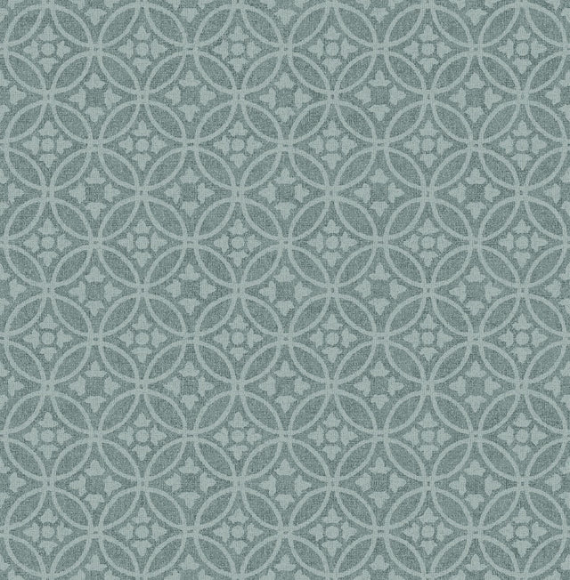 A-Street Prints Larsson Teal Ogee Wallpaper