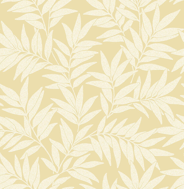 A-Street Prints Morris Yellow Leaf Wallpaper