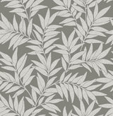 A-Street Prints Morris Dark Grey Leaf Wallpaper