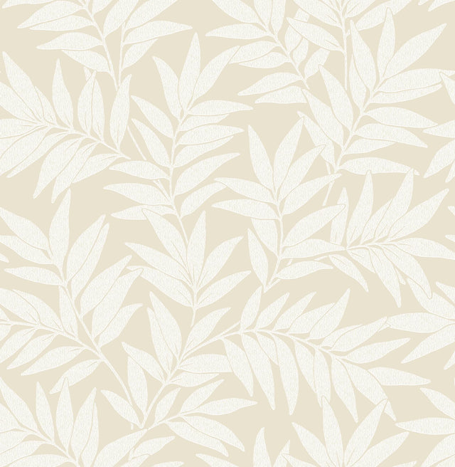 A-Street Prints Morris Taupe Leaf Wallpaper