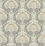 A-Street Prints Mucha Dark Grey Botanical Ogee Wallpaper