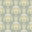 A-Street Prints Mucha Teal Botanical Ogee Wallpaper