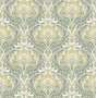 A-Street Prints Mucha Teal Botanical Ogee Wallpaper