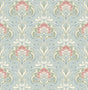 A-Street Prints Mucha Light Blue Botanical Ogee Wallpaper