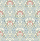 A-Street Prints Mucha Botanical Ogee Light Blue Wallpaper