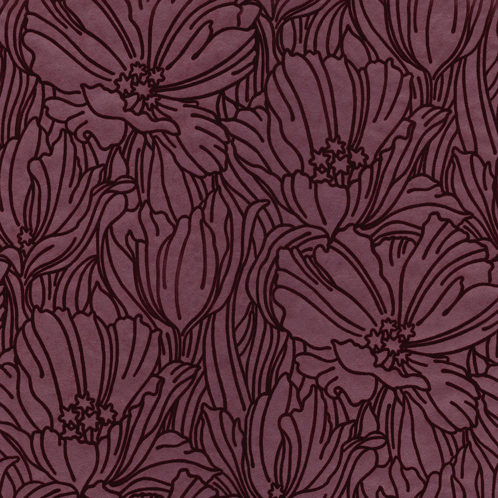 A-Street Prints Selwyn Flock Burgundy Floral Wallpaper