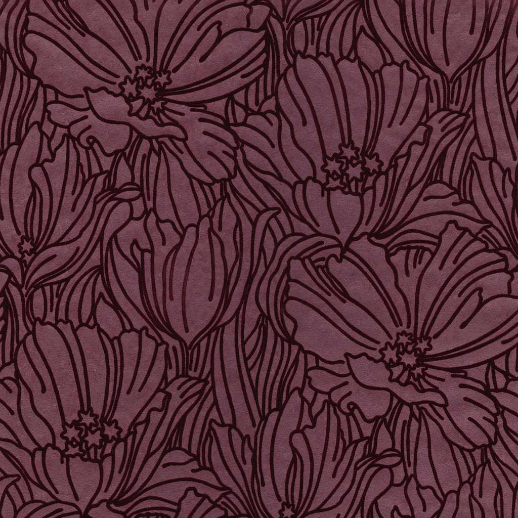 A-Street Prints Selwyn Flock Floral Burgundy Wallpaper
