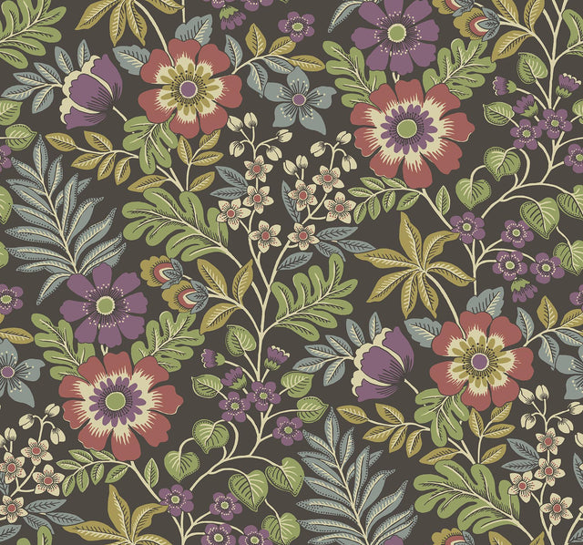 A-Street Prints Voysey Brown Floral Wallpaper
