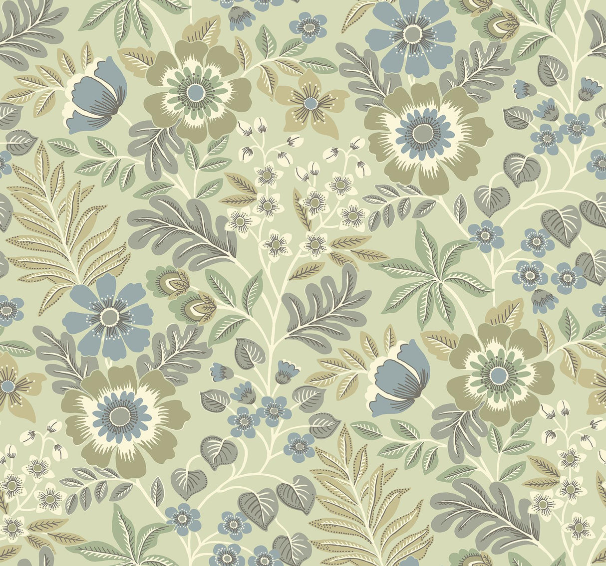A-Street Prints Voysey Green Floral Wallpaper