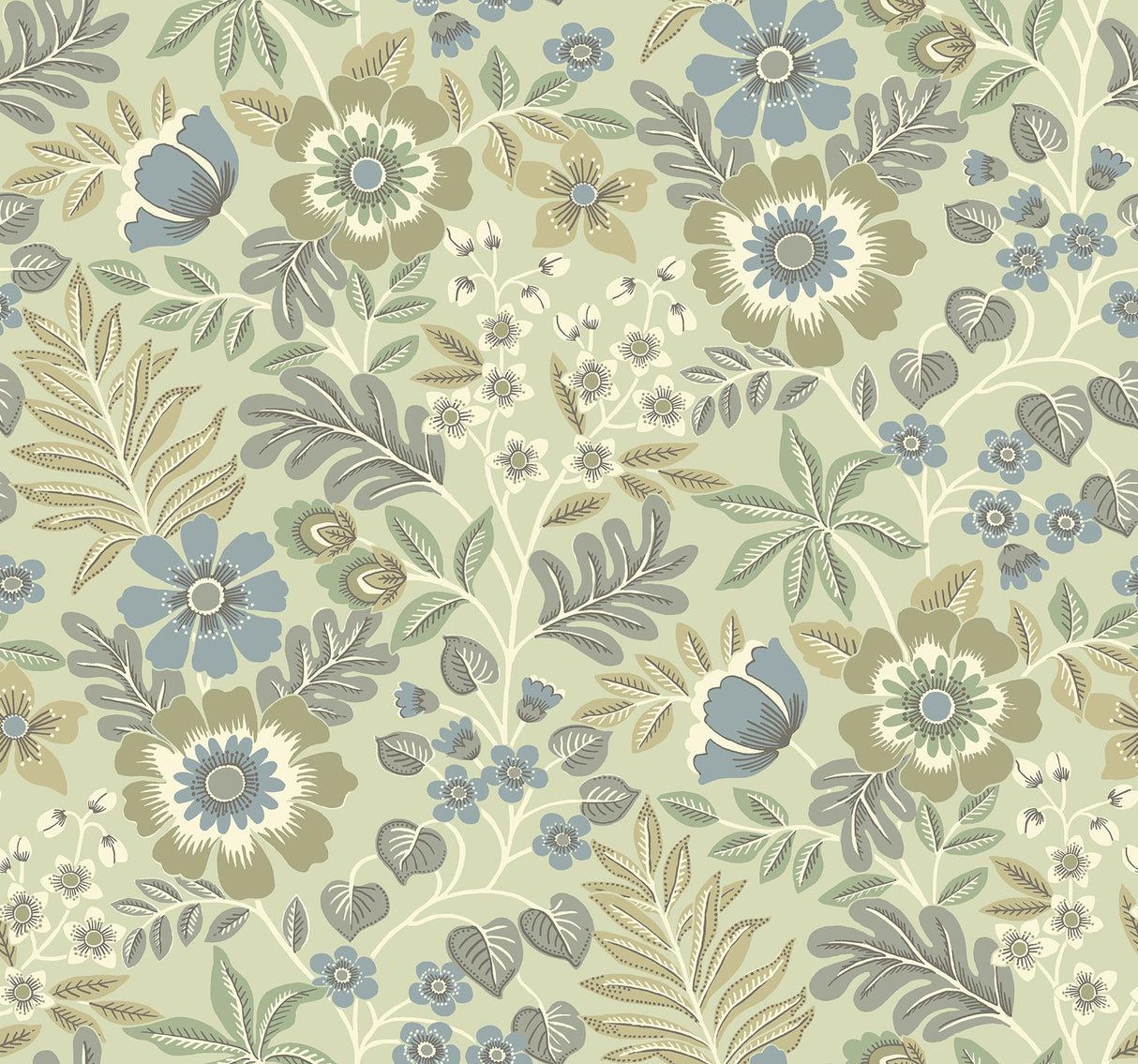A-Street Prints Voysey Floral Green Wallpaper