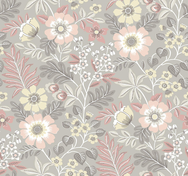 A-Street Prints Voysey Pink Floral Wallpaper
