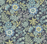 A-Street Prints Voysey Navy Floral Wallpaper