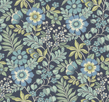 A-Street Prints Voysey Floral Navy Wallpaper
