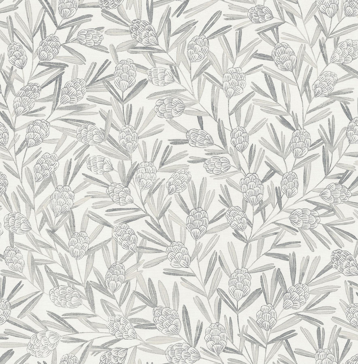 A-Street Prints Zulma Grey Decorative Botanical Wallpaper