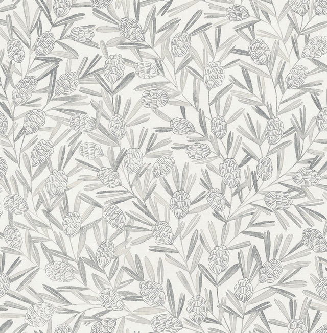 A-Street Prints Zulma Grey Decorative Botanical Wallpaper