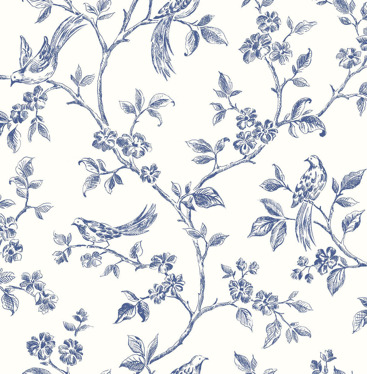 Brewster Home Fashions Ray Bird Trail Navy Wallpaper