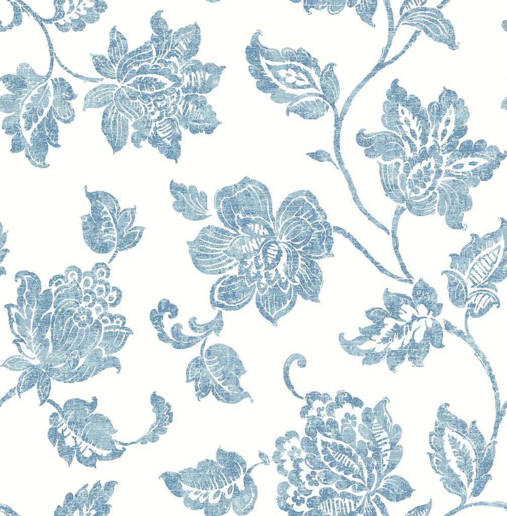 Brewster Home Fashions Guy Jacobean Blue Wallpaper