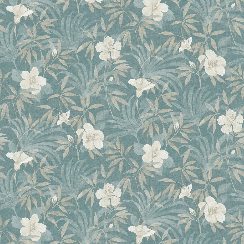 Brewster Home Fashions Malecon Aqua Floral Wallpaper