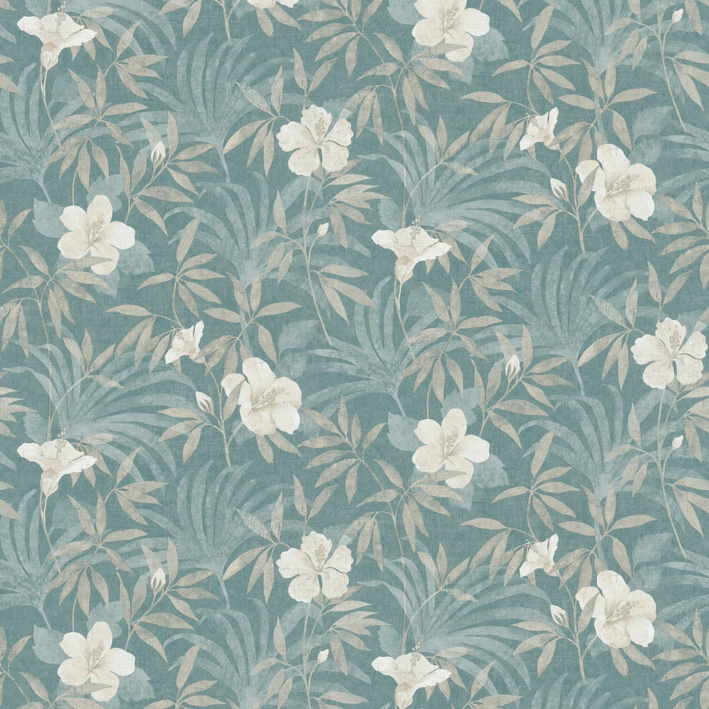 Brewster Home Fashions Malecon Floral Aqua Wallpaper