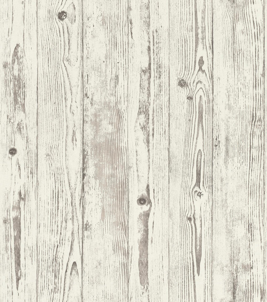 Brewster Home Fashions Albright Weathered Oak Panels White Wallpaper