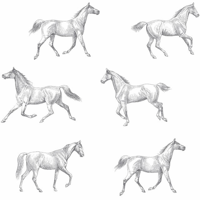 Brewster Home Fashions Burnett Off-White Horses Wallpaper
