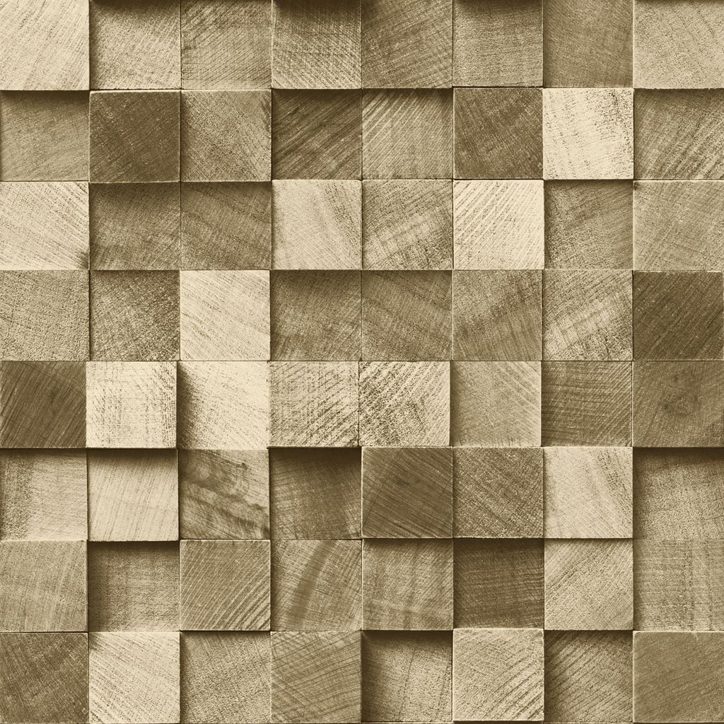 Brewster Home Fashions Tevye Gold Wood Geometric Wallpaper