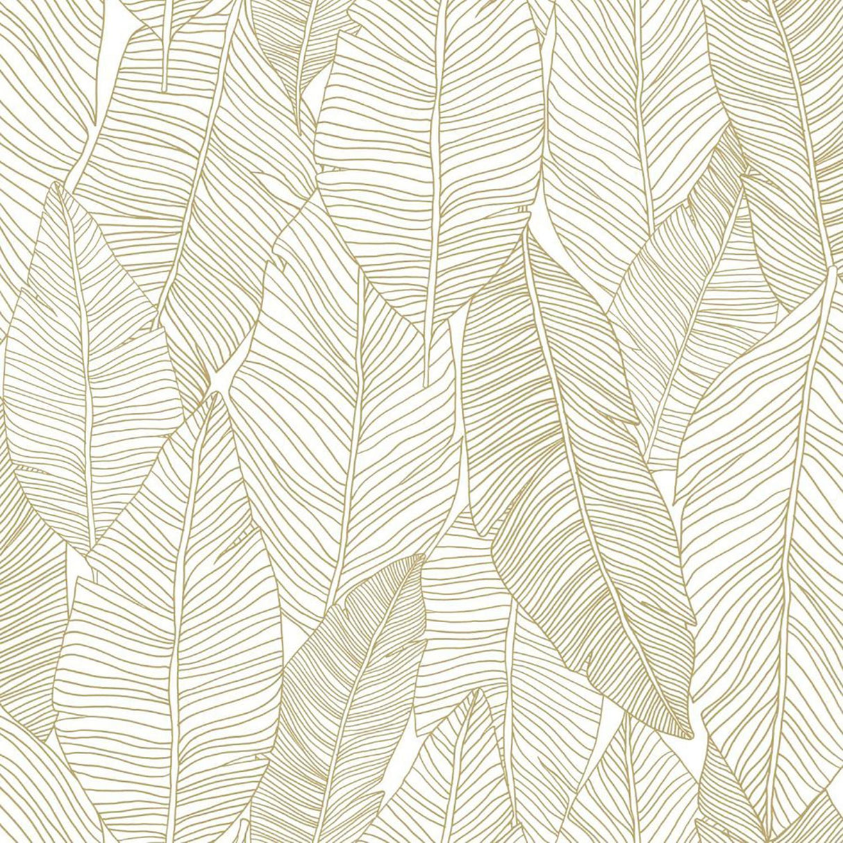 Brewster Home Fashions Canales Gold Inked Leaves White Wallpaper