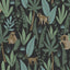 Brewster Home Fashions Macaque Dark Green Monkeys Wallpaper