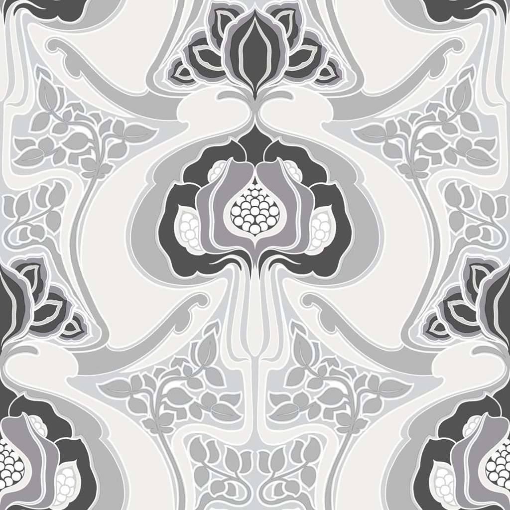 Brewster Home Fashions Joaquin Black Art Nouveau Floral Wallpaper