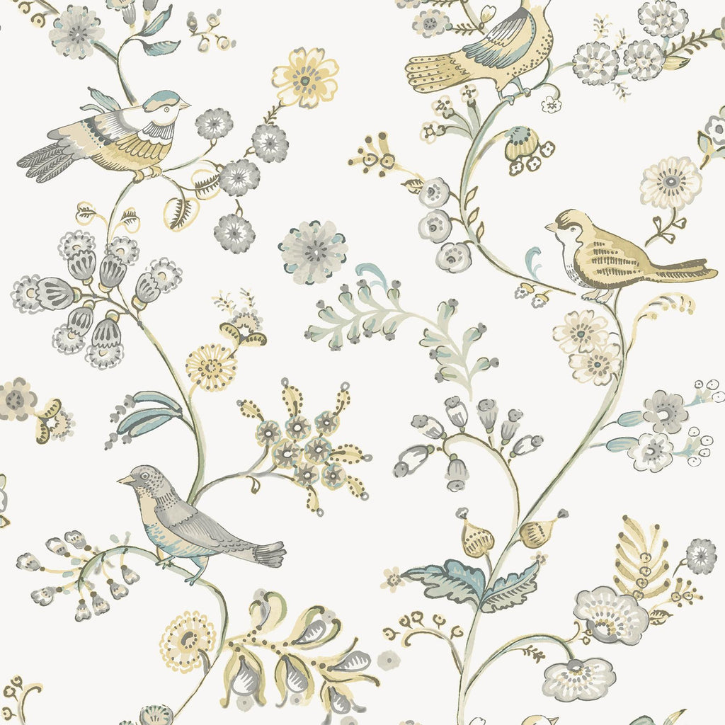 Brewster Home Fashions Jinjur Light Yellow Bird Trail Wallpaper