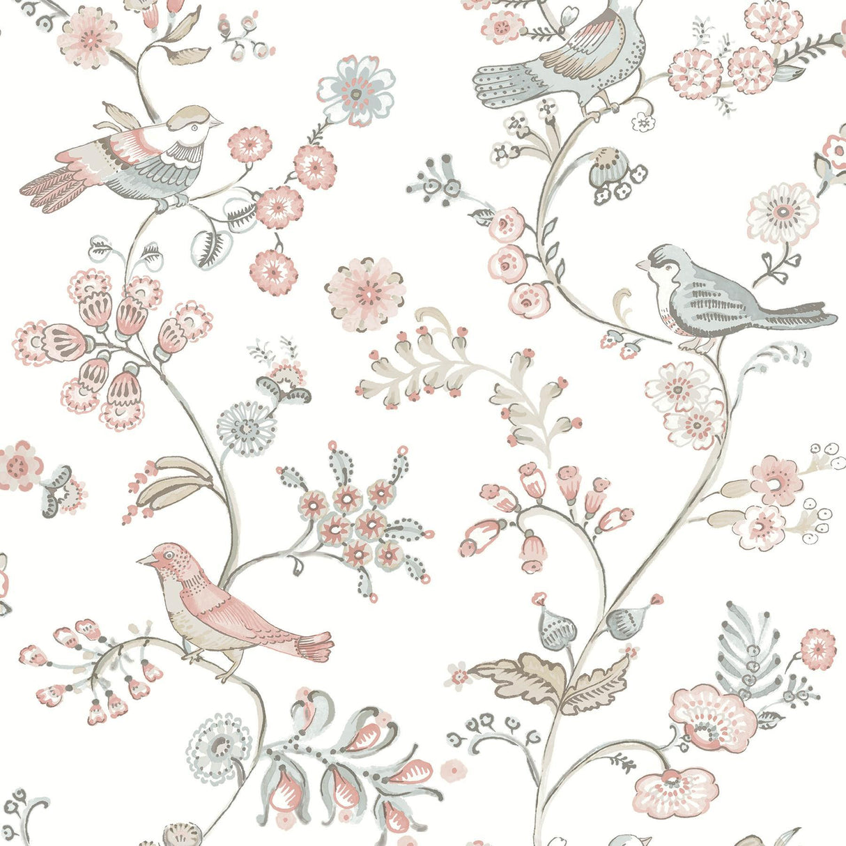 Brewster Home Fashions Jinjur Blush Bird Trail Wallpaper