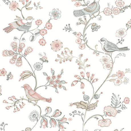 Brewster Home Fashions Jinjur Blush Bird Trail Wallpaper