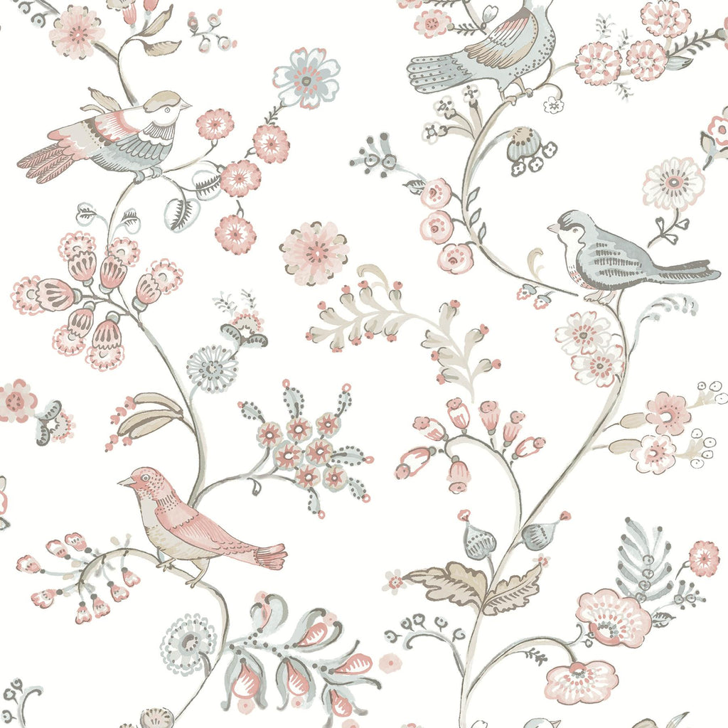 Brewster Home Fashions Jinjur Bird Trail Blush Wallpaper