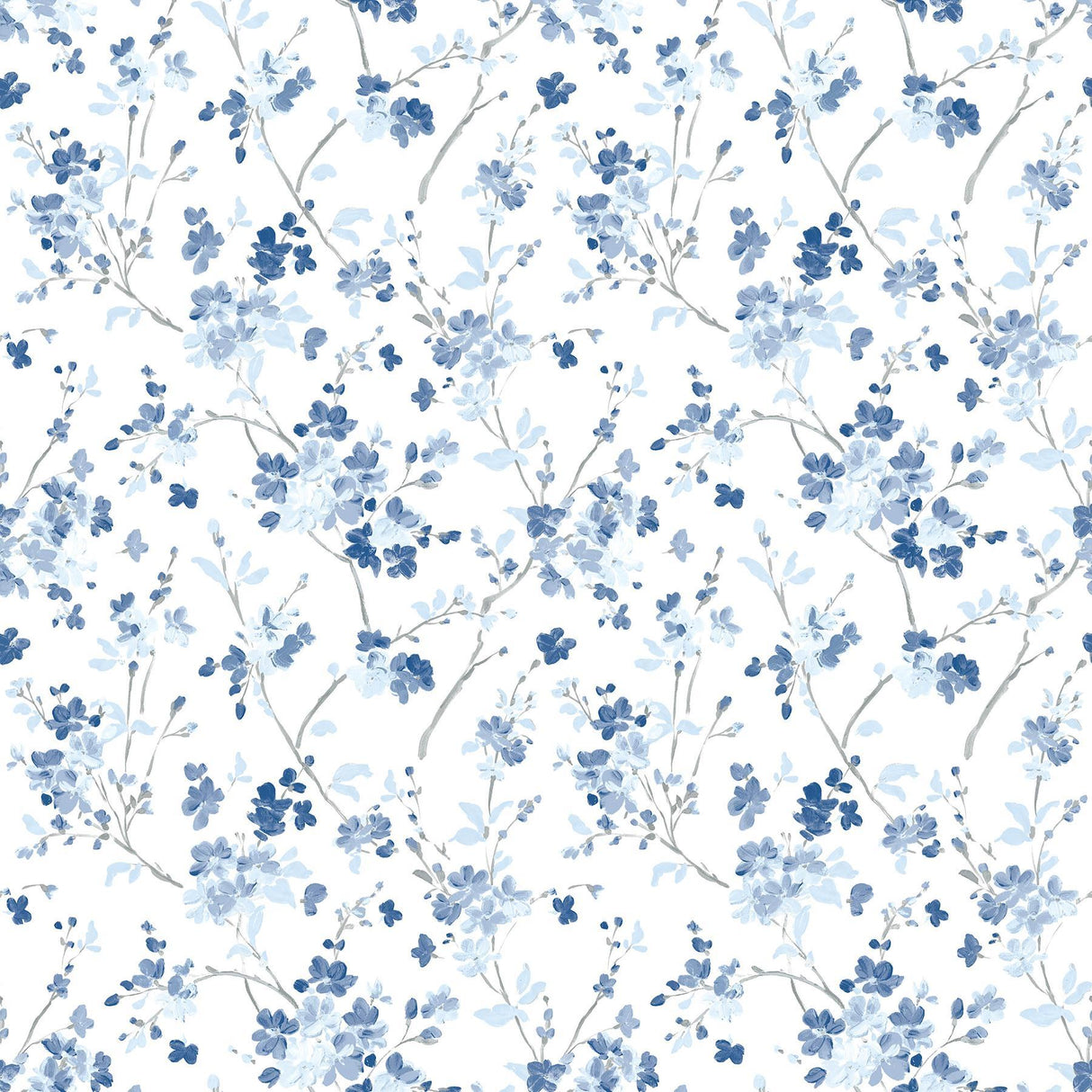 Brewster Home Fashions Glinda Navy Floral Trail Wallpaper