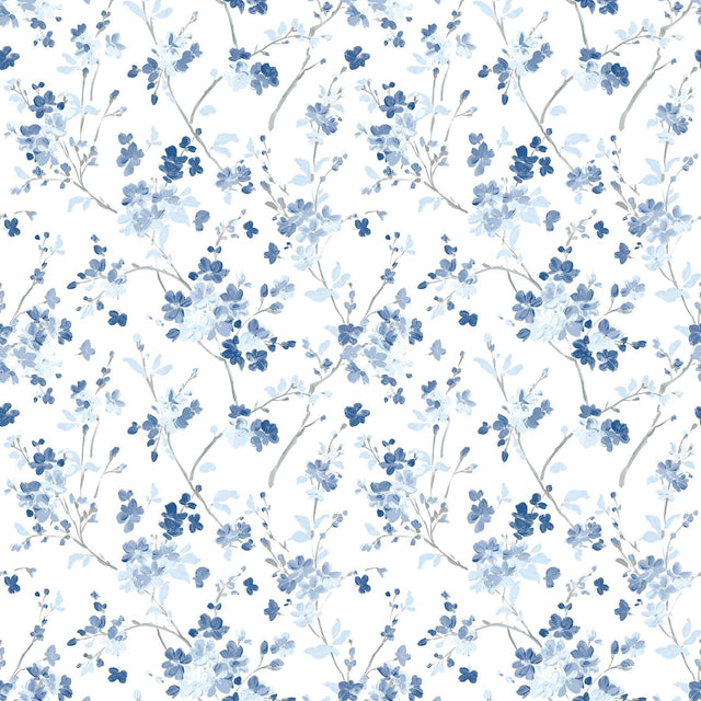 Brewster Home Fashions Glinda Navy Floral Trail Wallpaper