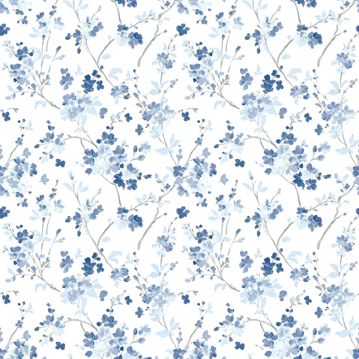 Brewster Home Fashions Glinda Floral Trail Navy Wallpaper