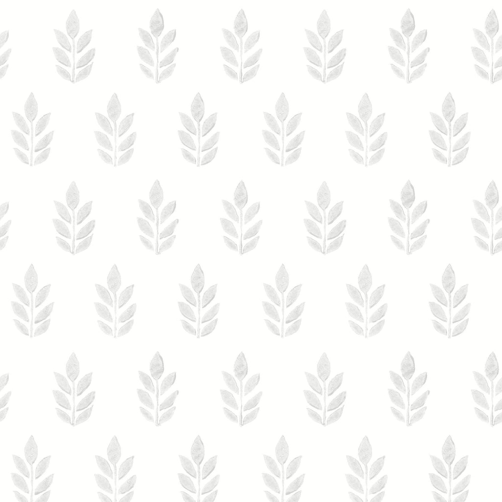 Brewster Home Fashions Ervic Light Grey Leaf Block Print Wallpaper